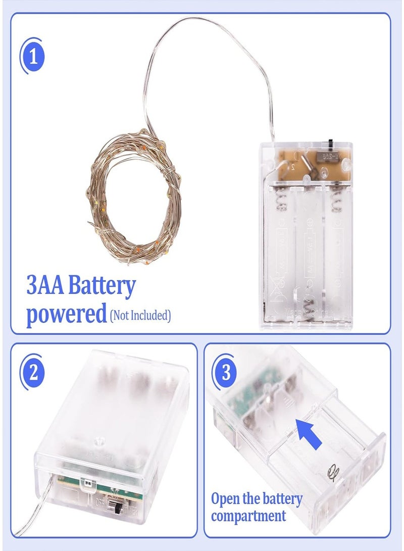 xianye أضواء خرافية متلألئة XIANYE 40/80LED سلك نحاسي، 4م/8م، تعمل بالبطارية، أضواء نجوم تتلألأ، مثالية لحفلات عيد الميلاد، ديكور منزلي، حفلات الزفاف، غرفة النوم، والديكورات الداخلية للحفلات - Image 5